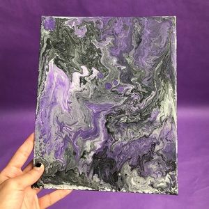 "Silverato Nebulosa" Acrylic Pour Painting 🤍💜